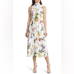 Ted Baker London White Floral Midi Dress - size 1 (US4 / small)